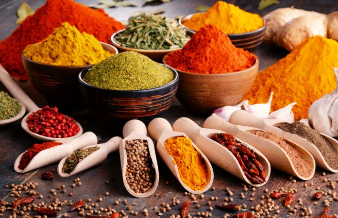 Variety,Of,Spices,And,Herbs,On,Kitchen,Table.
